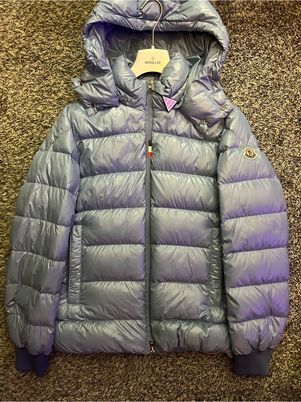 Moncler Baby Blue Men's Hooded Puffer Jacket